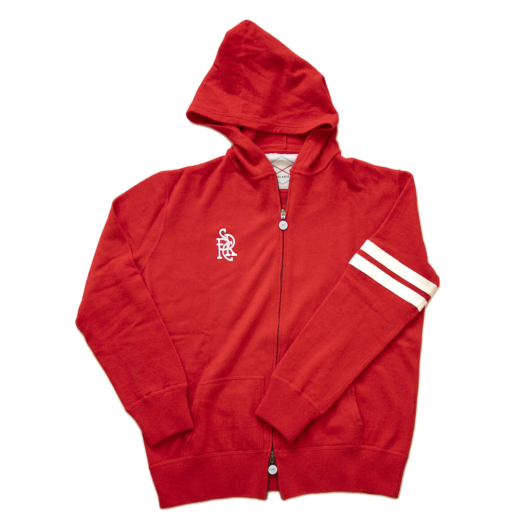 Felpa lana uomo Cappuccio Zip doppio cursore Solasie R.F.C. Rosso Red Taglia L 50